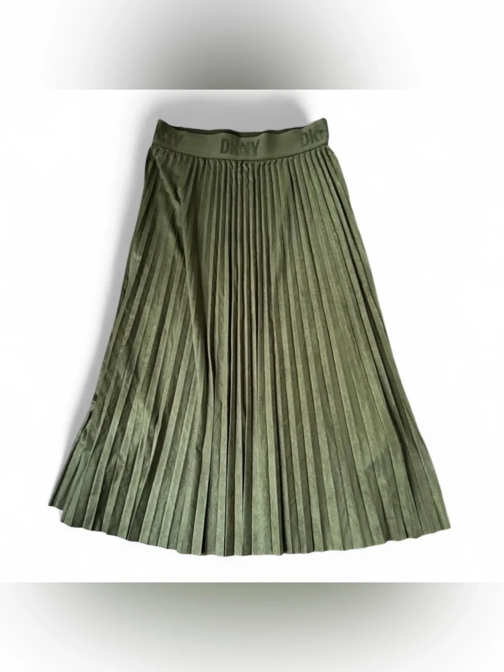 NWT- DKNY Olive Pleated Midi Skirt